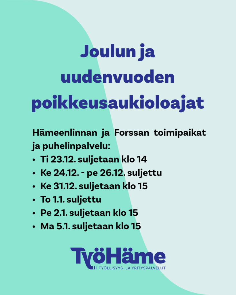 Joulun ja uudenvuoden poikkeusaukioloajat