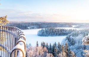 Talvinen näkymä Aulangonjärvelle.