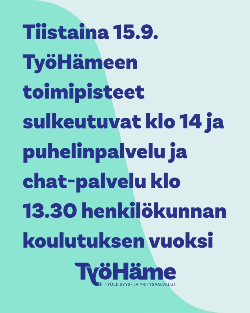 Poikkeusaukioloajat 15.9.