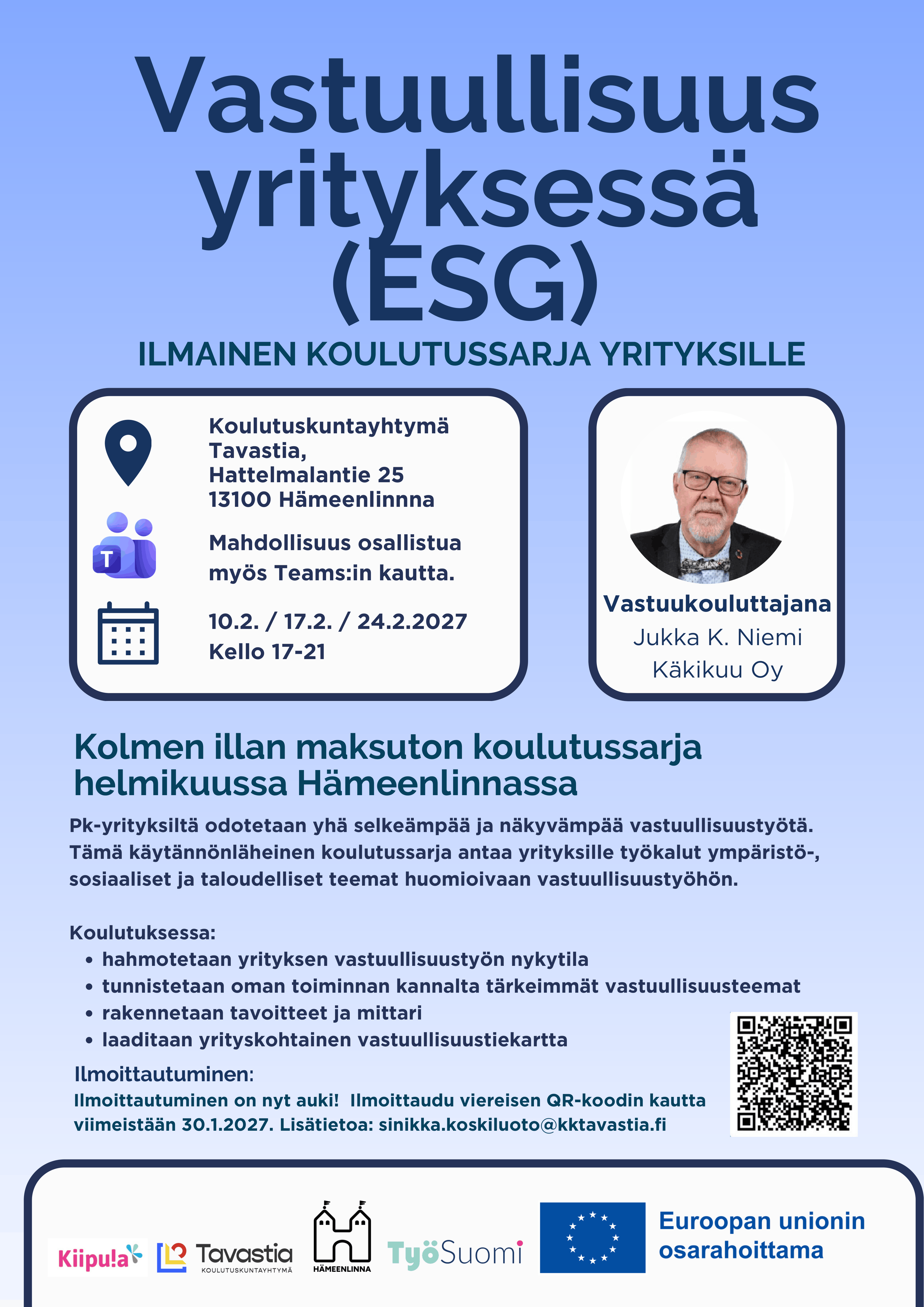 Vastuullisuus yrityksessä -koulutuksen juliste